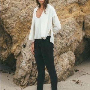 Ozma black slim leg pleated pant, cupro, Medium